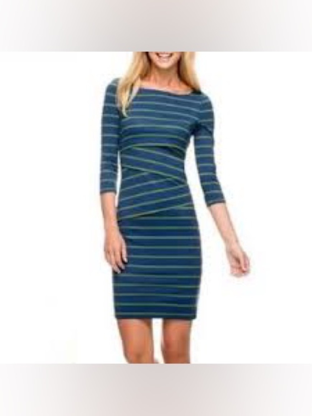 J.McLaughlin Nicola Catalina Cloth green blue striped dress women’s size medium